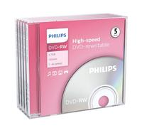 Philips DVD-RW High-Speed (4,7 Go / 120 Minutes de vidéo, Vitesse 1-4x, Jewel Case 5 pièces, rewritable / réinscriptible)