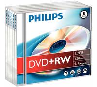 Philips - DW4S4J05F/10 - DVD+RW 4,7 Go (4x) Boîtier Jewel, 5 Paquet