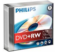 Philips - DW4S4S05F/10 - DVD+RW 4,7 Go (4x) Boîtier Slim, 5 Paquet