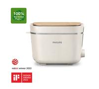 Philips Grille-pain Édition Eco Conscious, 2 Fentes, 8 Réglages, Réchauffe-Viennoiseries, Décongélation, Fabriqué à partir d'Huile de Cuisson Usagée, Blanc Soyeux Mat (HD2640/10)