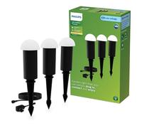 Philips Edwina Borne d’Extérieur 24 V GardenLink Basse Tension, 2700 K, 180 lm, Noir, Kit de Démarrage, Lot de 3, Prise EU