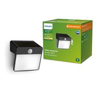 Philips Enkara Applique murale solaire d'extérieur avec numéro de maison, 0,2W, 2700K, noire, IP44 résistante aux intempéries