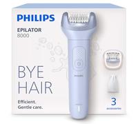 Philips Epilator Series 8000 Épilateur électrique sans fil humide et sec, épilateur pour jambes et corps, avec ProGuide, 3 accessoires, 60 min d'autonomie, modèle BRE708/00