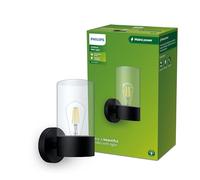 Philips Flareon, Applique d'extérieur ronde, noire, max. 25 W, IP44 résistant aux intempéries, ampoule non fournie