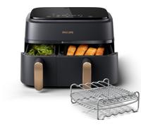 Philips - Friteuse Sans Huile Na352/04 Friteuse Sans Huile Double Panier Noir/Doré, Série 3000 9l (3+6l) Avec Accessoire