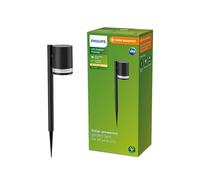 Philips Fyce, Lampe de chemin solaire d'extérieur, 1,5 W, 2 700 K, noire, IP44 résistante aux intempéries