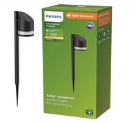 Philips Fyve, Lampe solaire d'extérieur, 1,5 W, 2 700 K, noire, IP44 résistante aux intempéries