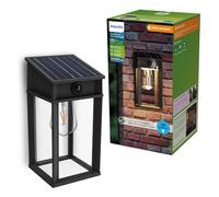Philips Geri Applique murale solaire d’extérieur UltraEfficient, Ampoule solaire remplaçable, Détecteur de mouvement, 2700 K, Carrée, Noire