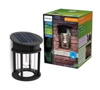 Philips Geri Applique murale solaire d’extérieur UltraEfficient, Ampoule solaire remplaçable, Détecteur de mouvement, 4000 K, Ronde, Noire