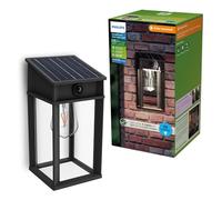 Philips Geri Applique murale solaire d’extérieur UltraEfficient, Ampoule solaire remplaçable, Détecteur de mouvement, 4000 K, Carrée, Noire