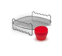 Philips HD9904/01 set d'accessoires de cuisson, Grille double niveau, moules à muffin pour Philips AirFryer
