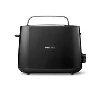 Philips Grille-Pain Daily Collection - Toaster à 2 Fentes Larges, 8 Niveaux de Dorage, Réchauffe-Viennoiseries Intégré, Décongélation et Arrêt Auto, 830W, Noir (HD2581/90)