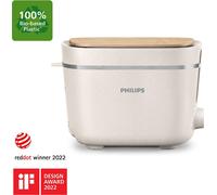 Philips Grille-pain Eco Conscious Edition, 2 fentes pour pain grillé, support pour petits pains, 8 positions, fonction décongélation, blanc (HD2640/10)