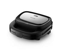 Philips HD2350/80 Série 5 000 de 3 assiettes pour paninier, sandwich et gaufres, plaques de barbecue, antiadhésives, puissance 750 W, noir
