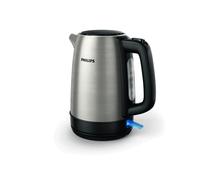 Philips HD9350/90 Bouilloire Inox 1.7L 2200W, Corps Acier Inox/PP, Niveau d'Eau Visible, Sécurité Anti Chauffe à Sec, Filtre, Base 360°