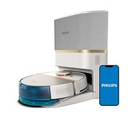 Philips Homerun Série 7000 Robot Aspirateur Laveur, Haute Puissance d'aspiration (5000 Pa), Détection des Petits Objets, avec Station, pour Tapis et Poils d'animaux, Blanc, App Connectée (XU7100/02)