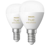 Philips Hue White ambiance, ampoule LED connectée sphérique compatible Bluetooth, E14, fonctionne avec Alexa, Google Assistant et Apple Homekit, lot de 2