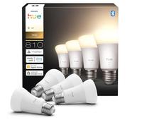 Philips Hue Ampoule LED connectée A60, Lumière blanche chaude 2700 K, Culot E27, 9,5 W, 810 lumens, Intensité variable, Compatible avec Alexa, Google Assistant et Apple Home, pack de 4
