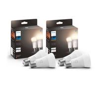 Philips Hue Ampoules A60, E27, Pack de 4 | Lumière Blanche et Chaude, Smart LED, 9,5 W, 1100 lm, Variation Intensité Lumineuse, App Bluetooth, Maison Connectée