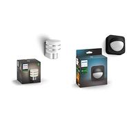Philips Hue Applique murale LED Tuar en acier brossé Hue blanc 1 X 9W + Lighting Hue Détecteur de Mouvement Extérieur Noir