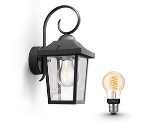 Philips Hue Buzzard Applique murale d'extérieur (Noir) - Lampe d'extérieur - E27 - Lumière blanche chaude - Hue White Filament