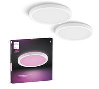Philips Hue Devote Panneau LED Connecté, White and Color Ambiance, Rond 30 cm, 16,6W, 2000 Lumens, Cadre Blanc pour Éclairage Intérieur, Plafond, Salon, Cuisine, Couloir, Pack de 2