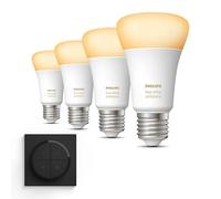 Philips Hue - E27-4x ampoules standard Chaud/Froid | Inclut Hue Dial Switch (Noir) - Hue White Ambiance