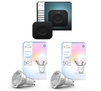 Philips Hue Ensemble - 2 ampoules intelligentes blanches et colorées Ambiance 345 GU10 + hub intelligent Hue Bridge Pro | Éclairage intelligent sans fil, 16 m de couleurs, fonctionne avec Alexa et