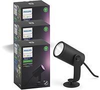 Philips Hue ext. spike noir 1x8W 24V (Triple Pack) Extension: Éclairage d’extérieur connecté, Compatible avec Alexa, Google Assistant et Apple HomeKit