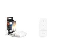 Philips Hue Hue White Ambiance 2 Ampoules Smart Culot E14 avec Bluetooth 5,2 W + Dim Switch Télécommande Nomade Variateur de Lumière