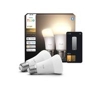 Philips Hue Ampoule LED connectée A60, Lumière blanche chaude 2700 K, Culot E27, 9,5 W, 1100 lumens, Intensité variable, Compatible Alexa, Google Assistant, Apple Home, nouvelle génération, pack de 2