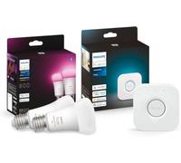 Philips Kit démarrage Ambiance – 2 ampoules LED E27, Bluetooth + pont, compatible Alexa/Google Home