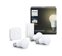 Philips Hue Kit de Démarrage Blanc avec 3 X E27 9 W [Pont et Télécommande avec Variateur Inclus] - Fonctionne avec Alexa
