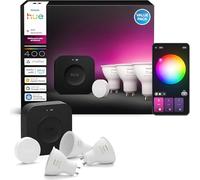 Philips Hue Kit de Démarrage : Bridge Pro + 3 Spots GU10 + Smart Button, White & Color Ambiance, Dimmable, Compatible Apple Home, Alexa, Google Assistant