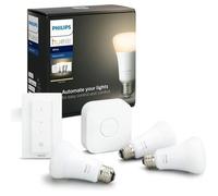 PHILIPS HUE Kit de démarrage White 3 ampoules avec pont de connexion et télécommande variateur - 10 W - E27