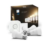 Philips Hue Kit de démarrage White : 3 Ampoules LED Intelligentes et connectées E27, Pont de Connexion, Bouton Smart Hue, Compatible Bluetooth, Alexa, Google Assistant, Apple HomeKit