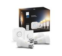 Philips Hue Kit de démarrage White Ambiance : 3 Ampoules LED Intelligentes et connectées E27, Pont de Connexion, Bouton Smart Hue, Compatible Bluetooth, Alexa, Google Assistant, Apple HomeKit