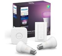 Philips Hue White and Color Kit 2 Bombillas Inteligentes LED E27 9W + Puente + Mando