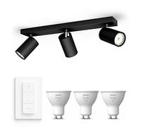 Philips Hue Kosipo Spot en saillie (Noir) - 3 lumières - Blanc chaud | Incl. Hue Dimmer Switch - Spot de plafond - GU10 - Hue White