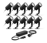 Philips Hue Lily Kit de base avec 10 spots de jardin (anthracite) - Lumière blanche et colorée - Comprend 1 câble d'alimentation - Éclairage de jardin - Hue White and Color Ambiance