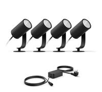 Philips Hue Lily Kit de base avec 4 spots de jardin (anthracite) - Lumière blanche et colorée - Comprend 1 câble d'alimentation - Éclairage de jardin - Hue White and Color Ambiance