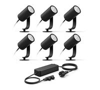 Philips Hue Lily Kit de base avec 6 spots de jardin (anthracite) - Lumière blanche et colorée - Comprend 1 câble d'alimentation - Éclairage de jardin - Hue White and Color Ambiance