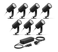 Philips Hue Lily Kit de base avec 7 spots de jardin (anthracite) - Lumière blanche et colorée - Comprend 1 câble d'alimentation - Éclairage de jardin - Hue White and Color Ambiance