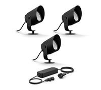 Philips Hue Lily XL Kit de base avec 3 spots de jardin (anthracite) - Lumière blanche et colorée - Comprend 1 câble d'alimentation - Éclairage de jardin - Hue White and Color Ambiance