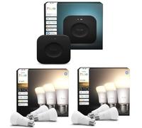 Philips Hue Lot de 2 ampoules intelligentes blanches 810 A60 E27 (6 ampoules) + hub intelligent Hue Bridge Pro | Éclairage intelligent sans fil, commande vocale, fonctionne avec Alexa et Google Home