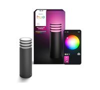 Philips Hue Lucca Borne Extérieur, Lumière Blanche et Multicolore Personnalisable, 1100 lm, Ampoule LED A60 Incluse, Luminosité Variable, IP44 Résiste aux Intempéries, Compatible Matter, Zigbee