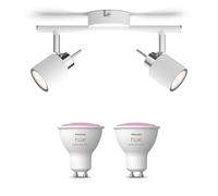 Philips Hue Meranti Spot en saillie (Blanc) - 2 lumières - Blanc/Couleur | Spot de plafond - GU10 - Hue White and Color Ambiance