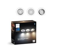 Philips Hue Milliskin Spots Encastrés, Blancs, White Ambiance, (400 lm / 70 mm), Lot de 3, Lumière Blanc Chaud à Froid, Contrôlable via appli, Compatible Alexa (Echo, Echo Dot), Nouvelle Génération