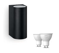 Philips Hue Nightingale Applique murale d'extérieur Haut et Bas (Noir) - Lampe d'extérieur - GU10 - Lumière blanche chaude - Hue White