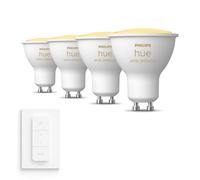 Philips Hue Pack avantagé - GU10 - avec 4 Spots - Lumière blanche chaude à froide - Comprend 1 Variateur de lumiere Hue - Hue White Ambiance